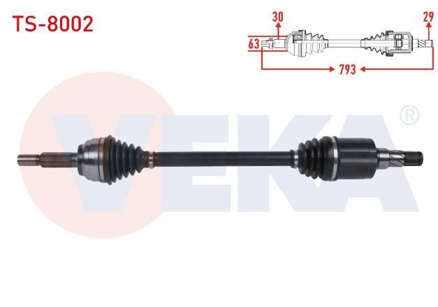 TESLA MODEL X 2012- KOMPLE AKS SOL ON UZUNLUK 793mm