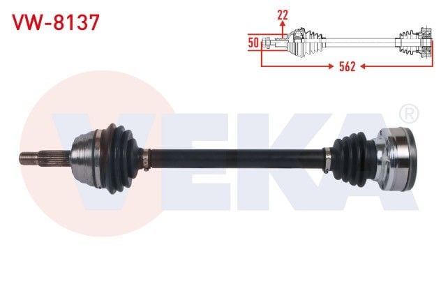 VOLKSWAGEN CADDY II (9K9A) 1.9 D 1995-2004 / SEAT INCA (6K9) 1.9 D 1995-2003 / CORDOBA I 1.9 D 1996-2002 KOMPLE AKS SOL ON UZUNLUK 562mm