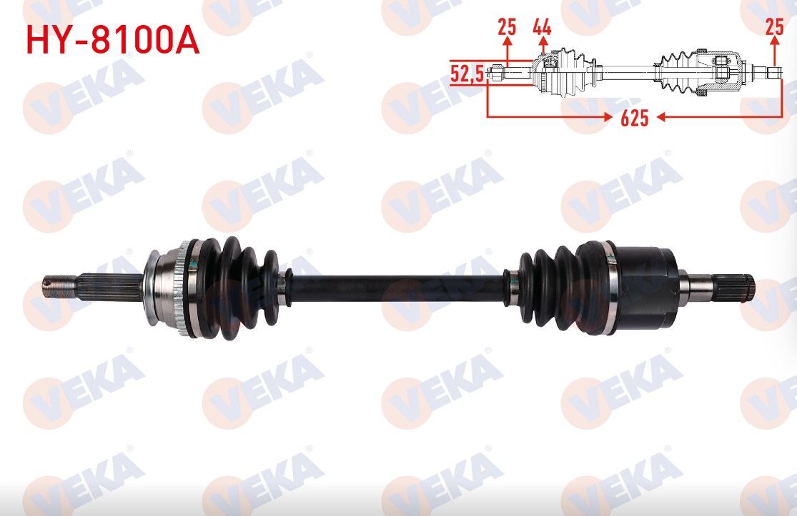 HYUNDAI ACCENT II 1.3 A-T 2000-2005 / ACCENT SEDAN 1.5 A-T 1994-2000 KOMPLE AKS SOL ON ABSLI 44 DIS UZUNLUK 625mm