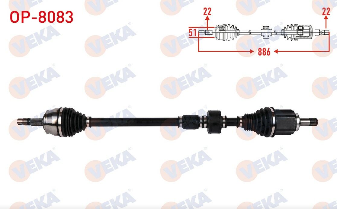 OPEL CORSA E 1.4 6 A-T 2014- KOMPLE AKS SAG ON UZUNLUK 886mm