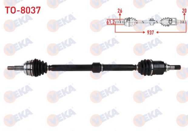 RENAULT CLIO V 1.3 Tce A-T 2019- KOMPLE AKS SAG ON UZUNLUK 956mm