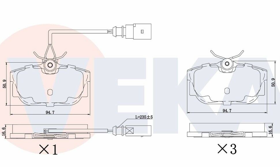 VOLKSWAGEN TRANSPORTER IV (70XB,70XC,7DB,7DW) 2.4 D 1990-2003 / TRANSPORTER IV 2.5 TDI 1990-2003 / TRANSPORTER IV 1.9 D 1990-2003 / TRANSPORTER IV 2.5 D 1990-2003 FREN BALATA ARKA FISLI