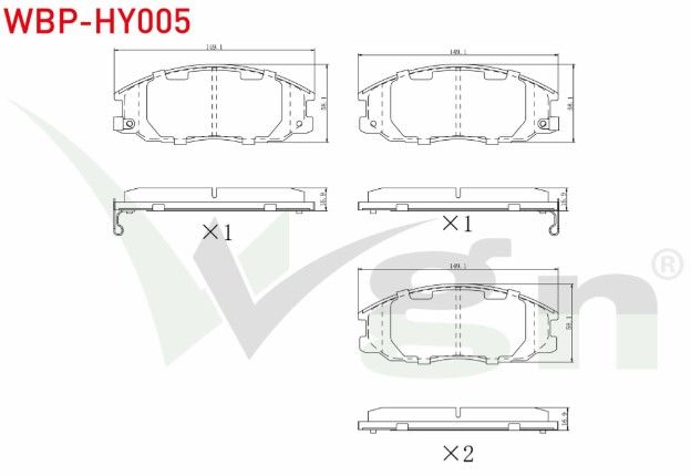 Hyundai Starex 2.4i 1997-2007/Starex 2.5 CRDI 1997-2007/Santa Fe (SM) 2.0 CRDI 2001-2006/Trajet 2.0 CRDI 2001-2006/Ssangyong Actyon I 2.0 XDI 4WD 2005-2012 Fren Balata Ön İkazlı