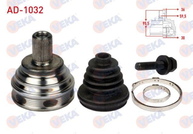 VOLKSWAGEN GOLF V (1K1) 1.6i 36X30X59.5mm UZUNLUK 95.5mm 2003-2009 AKS KAFASI SOL-SAG ON DIS