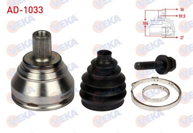VOLKSWAGEN CADDY III (2KA,2KH,2CA,2CH) 1.9 TDI 36X27X59.5 UZUNLUK 105mm 2004-2010 AKS KAFASI SOL-SAG ON DIS