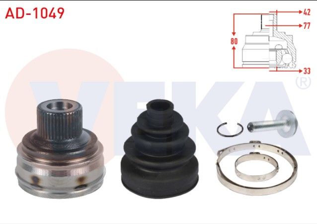 AUDI A4 2.0 TDI 2007-2015/A4 2.0 TFSI 2007-2015/ A4 1.8 TFSI 2007-2015/ A5 2.0 TDI 2007-2017/ A5 2.0 TFSI 2007-2017/ Q5 2.0 TDI 2008-/ Q5 2.0 TFSI 2008- AKS KAFASI SOL-SAG ON DIS 42X33X77 UZUNLUK 80mm