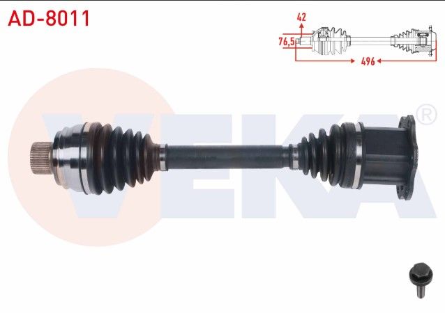 AUDI A6 2.0 TDI- 2.0 TFSI - 3.0 TDI 2010-/ A7 2.0 TFSI - 3.0 TDI 2010-/ A8 3.0 TDI 2009-/ Q5 2.0 TDI - 2.0 TFSI 2008- KOMPLE AKS SOL-SAG ON UZUNLUK 496mm