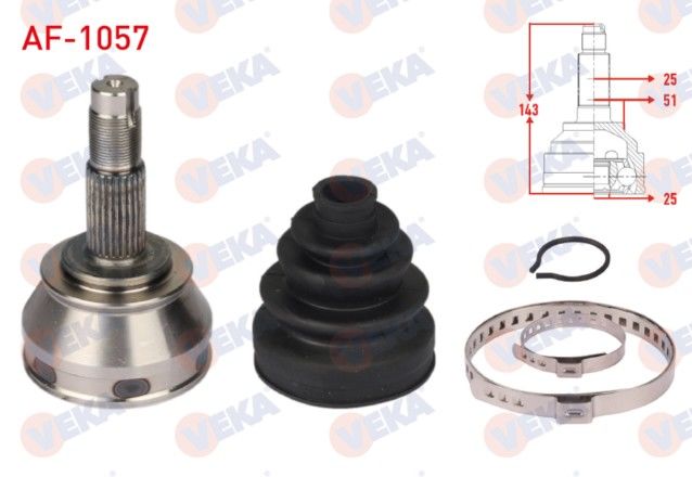 ALFA ROMEO 145 (930) 1.4 25X25X51 UZUNLUK 143mm 1994-2001 AKS KAFASI SOL-SAG ON DIS