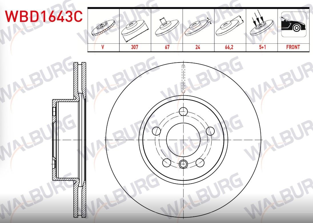 BMW 3 SERISI (G20) 2018-/ 4 SERISI (G22) 2019- FREN DISKI ON HAVALI KAPLAMALI 5 BJN 307X24X67X66,2