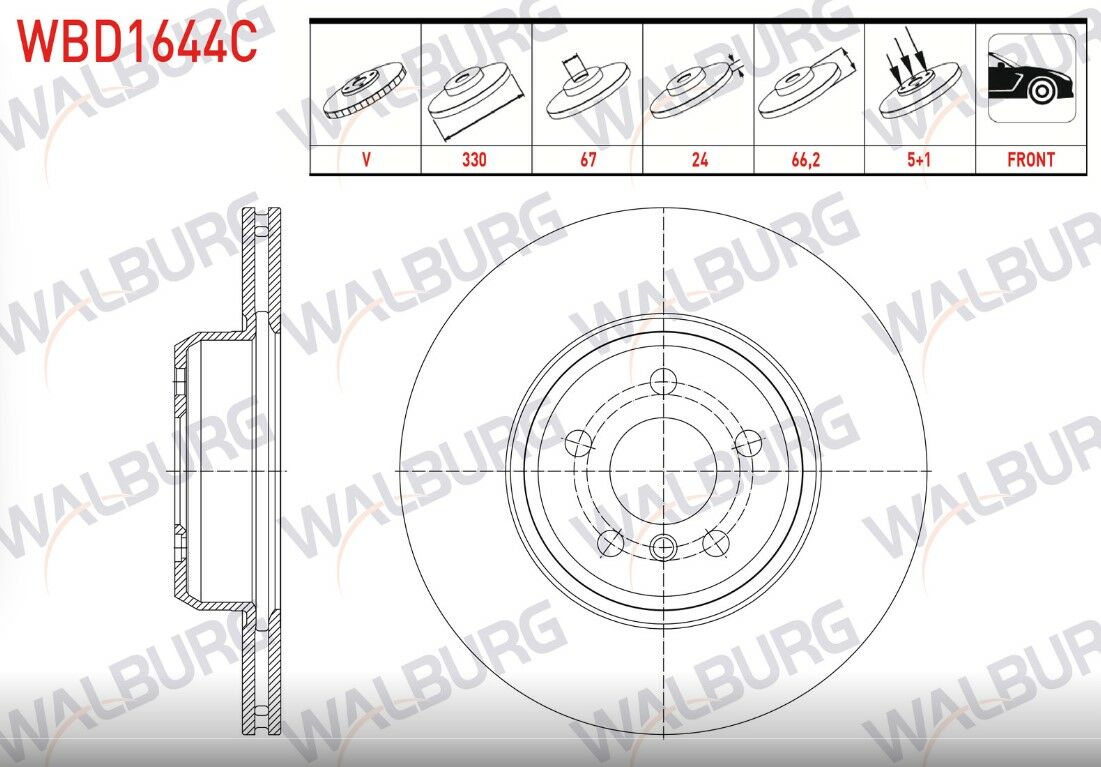 BMW 5 SERISI (G30) 2016-/ X3 (G01) 2017- FREN DISKI ON HAVALI KAPLAMALI 5 BJN 330X24X67X66,3