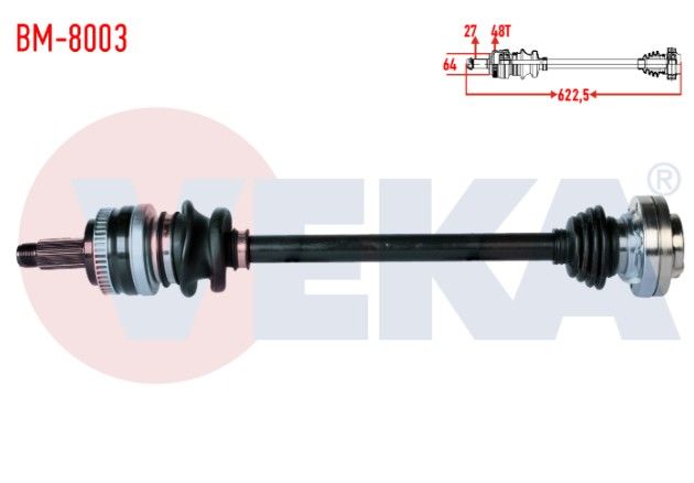 BMW 3 SERISI (E46) 316 i ABSLI 48 DIS UZUNLUK 622,5mm 1998-2005 KOMPLE AKS SOL ARKA