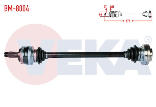 BMW 3 SERISI (E46) 316 i ABSLI 48 DIS UZUNLUK 675mm 1998-2005 KOMPLE AKS SAG ARKA