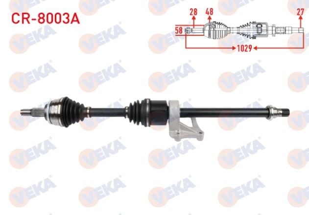 Chery Tiggo 8 Pro 1.6 T-GDI Aks Sağ Ön Absli 48 Dış Uzunluk 1029 mm Komple