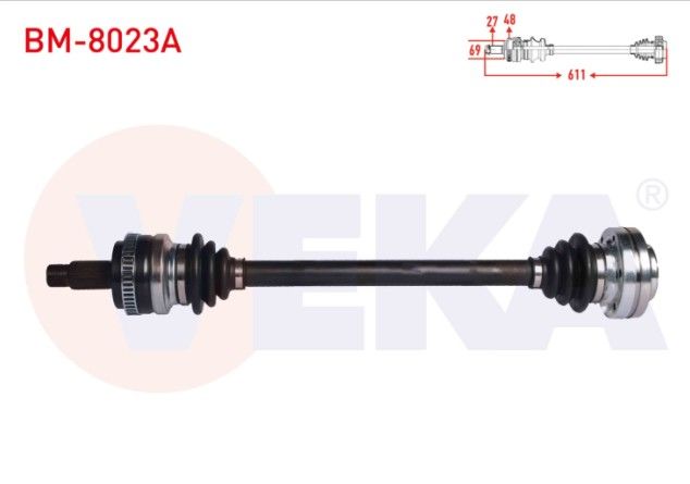 BMW 3 SERISI (E90) 320 i A-T ABSLI 48 DIS UZUNLUK 611 mm 2005-2011 KOMPLE AKS SOL ARKA