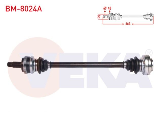 BMW 3 SERISI (E90) 320 i A-T ABSLI 48 DIS UZUNLUK 664 mm 2005-2011 KOMPLE AKS SAG ARKA