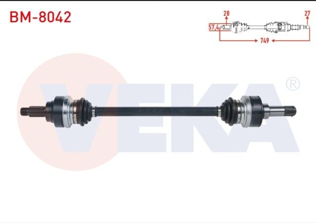 BMW 116i - 118i (F20,F21) 2010- / 316i - 320i (F30) 2011- KOMPLE AKS SOL ARKA UZUNLUK 749mm