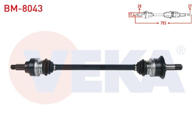 BMW 116i - 118i (F20,F21) 2010- / 316i - 320i (F30) 2011- KOMPLE AKS SAG ARKA UZUNLUK 793mm