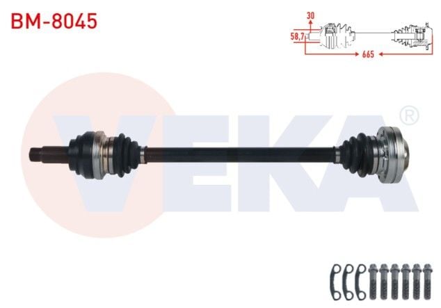 BMW 320 D (E90) 2005-2011 KOMPLE AKS SAG ARKA UZUNLUK 665mm