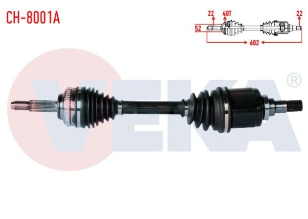 CHEVROLET KALOS (T200) 1.4 A-T ABSLI 48 DIS UZUNLUK 602mm 2003-2008 KOMPLE AKS SOL ON