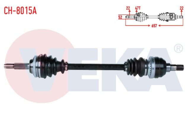 CHEVROLET AVEO (T250) 1.2 16v DOCH ABSLI 47 DIS M-T UZUNLUK 657mm 2006-2011 KOMPLE AKS SOL ON