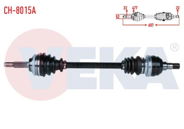 CHEVROLET AVEO (T250) 1.2 16v DOCH ABSLI 47 DIS M-T UZUNLUK 657mm 2006-2011 KOMPLE AKS SOL ON