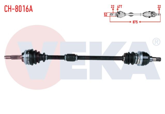 CHEVROLET AVEO (T250) 1.2 16v DOCH ABSLI 47 DIS M-T UZUNLUK 875mm 2006-2011 KOMPLE AKS SAG ON