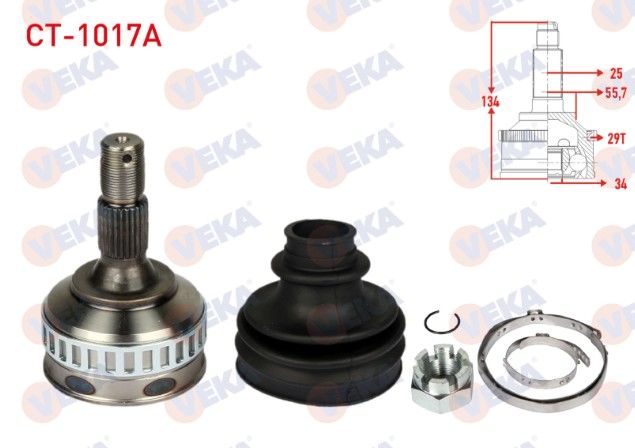 PEUGEOT PARTNER (5,5F) 1.9 D ABSLI 29 DIS 25X34X58,4 UZUNLUK 135 mm 1996-2008 AKS KAFASI SOL-SAG ON DIS