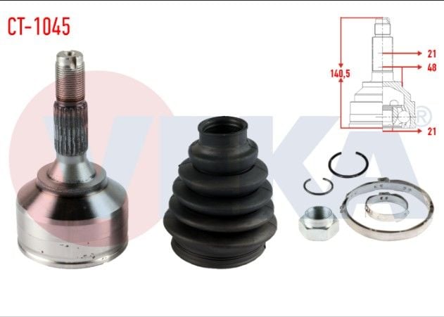 CITROEN C2 (JM) 1.1i 21X21X48 UZUNLUK 140,5 mm 2003-2009 AKS KAFASI SOL-SAG ON DIS