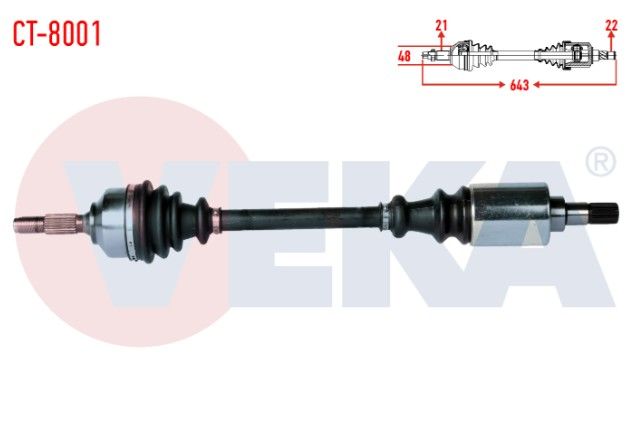 CITROEN C2 (JM) 1.4 YAYLI TIP UZUNLUK 643mm 2003-2009 KOMPLE AKS SOL ON