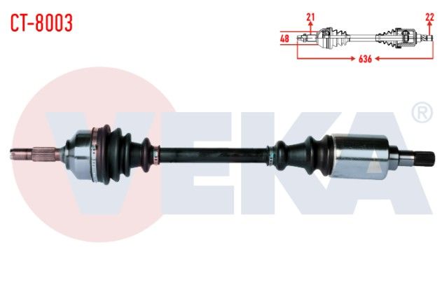 CITROEN C3 (FC) 1.4 HDI 70HP YAYLI TIP MA SANZIMAN UZUNLUK 636mm 2002-2009 KOMPLE AKS SOL ON