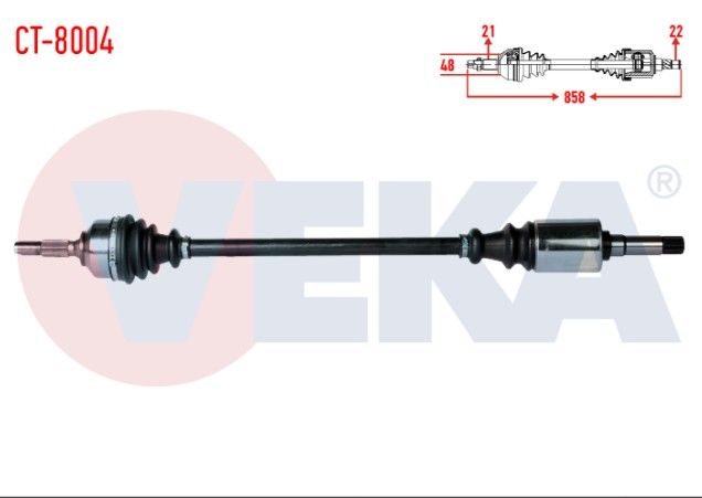 CITROEN C3 (FC) 1.4 HDI 70HP YAYLI TIP MA SANZIMAN UZUNLUK 858mm 2002-2009 KOMPLE AKS SAG ON