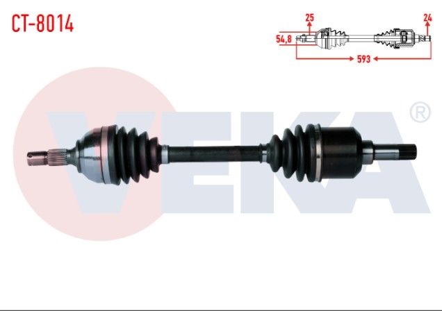 PEUGEOT PARTNER (5,5F) 1.9 D UZUNLUK 593mm 1996-2008 KOMPLE AKS SOL ON