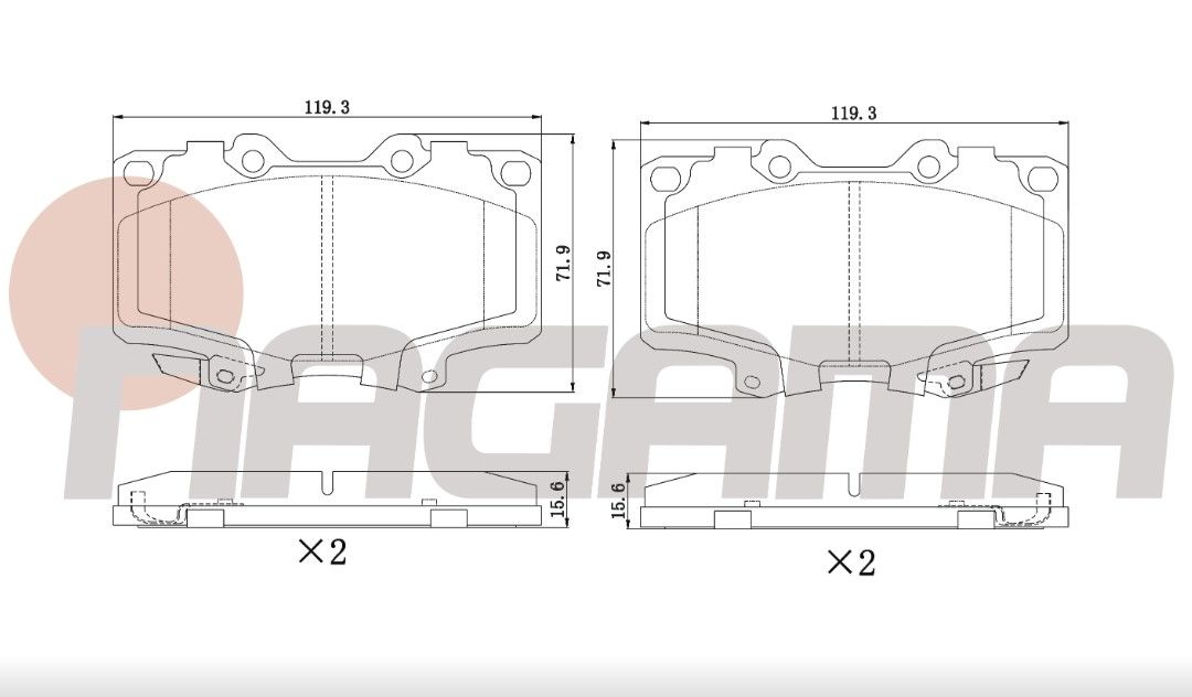 TOYOTA HI-LUX PICK UP 2.5 D 1983-2005 / 2.5 D-4D 1983-2005 / LAND CRUISER (_J7_) 2.4i 1984-1996 / LAND CRUISER 90 (_J9_) 3.0 TD 1996-2002/ 3.0 D 1996-2002/ 3.0 D-4D 1996-2002 FREN BALATA ON IKAZLI