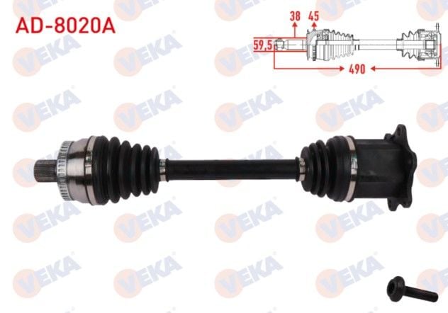 Audi A4 (8EC) 2.0 TFSI Quattro 2004-2008 Komple Aks Sağ Ön Absli 45 Dış Uzunluk 490mm