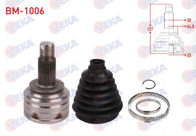 BMW X3 (E83) 2.0d - 3.0 d - 3.0i 2004-2010 Aks Kafası Sol-Sağ Ön Dış 30X33X64,8 Uzunluk 137mm
