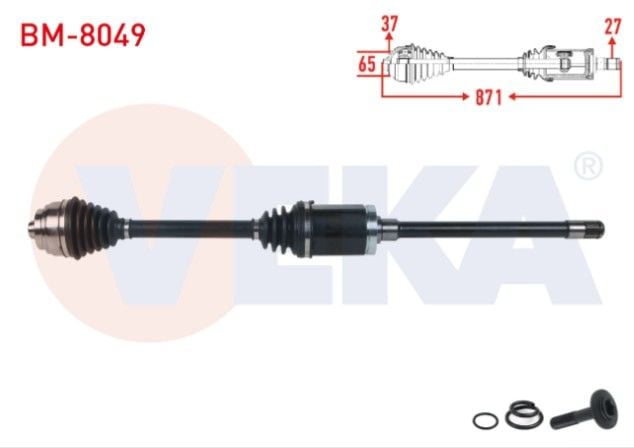 BMW 5 Serisi Gran Turismo (F07) 530D - 535D A-T 2010-2017 / 7 Serisi (F01) 730D - 740 D - 750 i A-T 2009 Komple Aks Sağ Ön Uzunluk 871mm