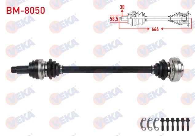 BMW 5 Serisi (E60) 520i A-T 2003-2010 Komple Aks Sol-Sağ Arka Uzunluk 666mm