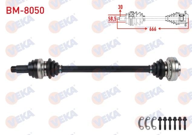 BMW 5 Serisi (E60) 520i A-T 2003-2010 Komple Aks Sol-Sağ Arka Uzunluk 666mm