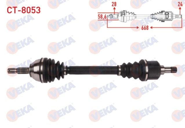 Citroen C5 III 1.6 HDI A-T 2008-2015/ Peugeot 508 1.6 THP A-T 2010- Komple Aks Sol Ön Uzunluk 668mm