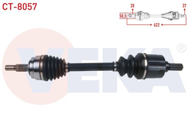 Citroen C5 Aircross 1.5 BlueHDI - 1.6 Puretech - 1.2 PureTech 8 İleri A-T 2018-/ Peugeot 3008 1.2 8 İleri A-T 2016-/ 1.5 BlueHDI 6 İleri A-T/M-T - 8 İleri A-T 2018- Komple Aks Ön Sol Uzunluk 622mm