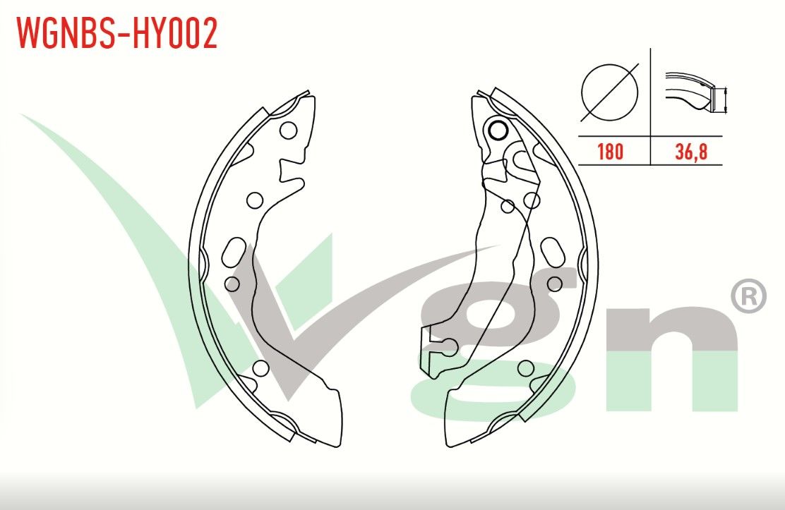 HYUNDAI ACCENT II (LC) 1.5i LEVYELI 180X36,8 mm 1989-1995/HYUNDAI EXCEL 1.3i 1990-1995/HYUNDAI EXCEL 1.5i 1990-1995 FREN PABUC BALATA ARKA