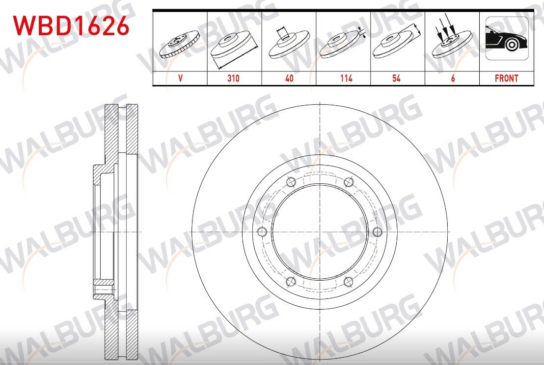MITSUBISHI CANTER (FE5, FE6) EURO 5 2012- FREN DISK ON HAVALI 6 BJN 310X40X114X53,8