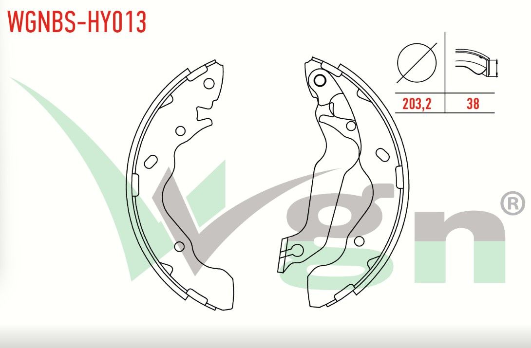 HYUNDAI ACCENT ADMIRE 1.5 CRDI LEVYELI 203,2X38 mm 2003-2006/ACCENT ADMIRE 1.3 2003-2006/ACCENT II 1.3 2000-2005/ACCENT II 1.5i 2000-2005/ACCENT II 1.6i 2000-2005 FREN PABUC BALATA ARKA
