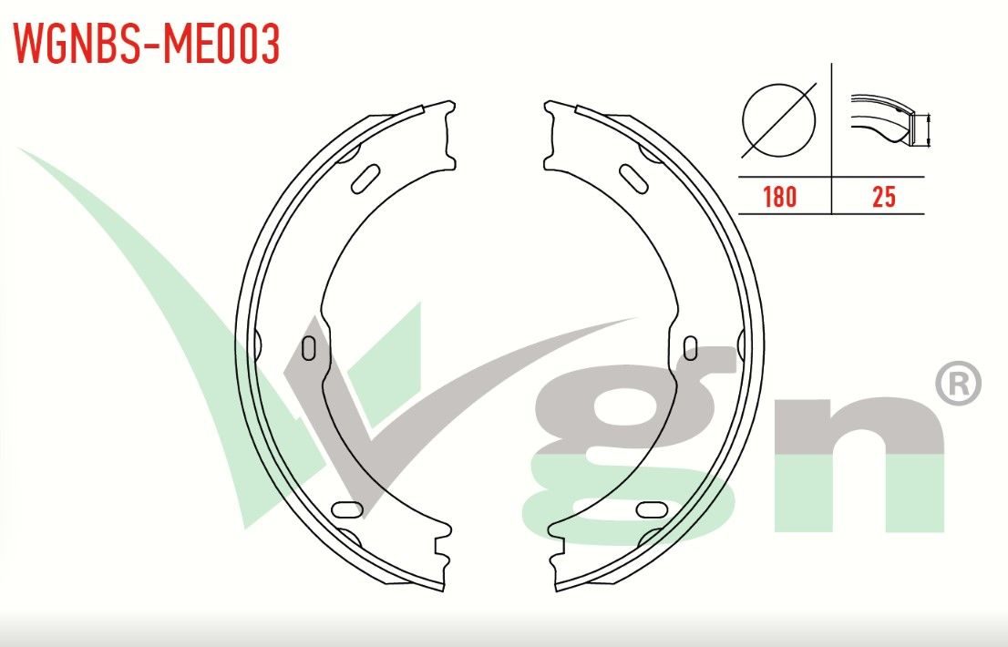 MERCEDES SPRINTER 3,5T (906) 315 CDI 180X25 mm 2006-2009/SPRINTER 5T (906) 515 CDI 2006-2009/CRAFTER 30-35 (2E) 2.5 TDI 2006-2016/CRAFTER 50 (2E) 2.5 TDI 2006-2016 EL FREN BALATASI AKSESUARLI