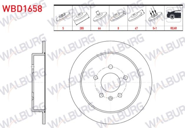 Chery Tiggo 7 Pro 2017- / 8 Pro 2022- / Omoda 5 2023 / Change 2010-2014 Fren Diski Arka Düz 5 BJN 285X8X66X47