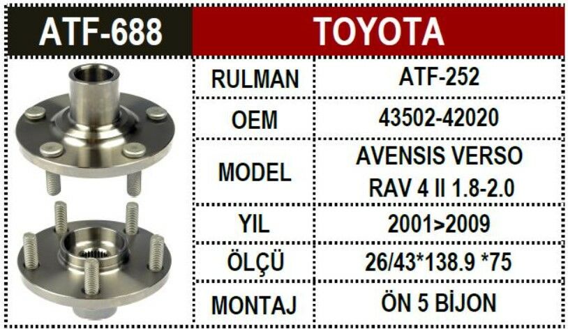 Toyota Rav4 01-05 Ön Teker Poryası