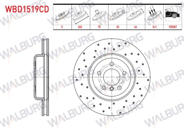 BMW 5 SERISI (F10) 525 D 5 BIJON 348X30X75X66 2010- FREN DISKI ON HAVALI KAPLAMALI PERFORMANS DELIKLI