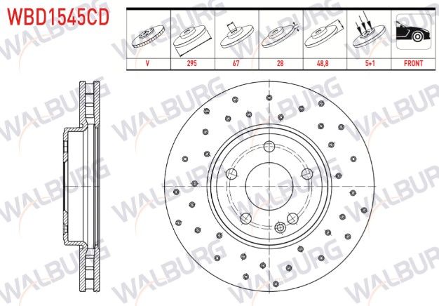 MERCEDES A SERISI (W176) A 180 5 BIJON 295X28X67X48,8 2012- FREN DISKI ON HAVALI KAPLAMALI PERFORMANS DELIKLI