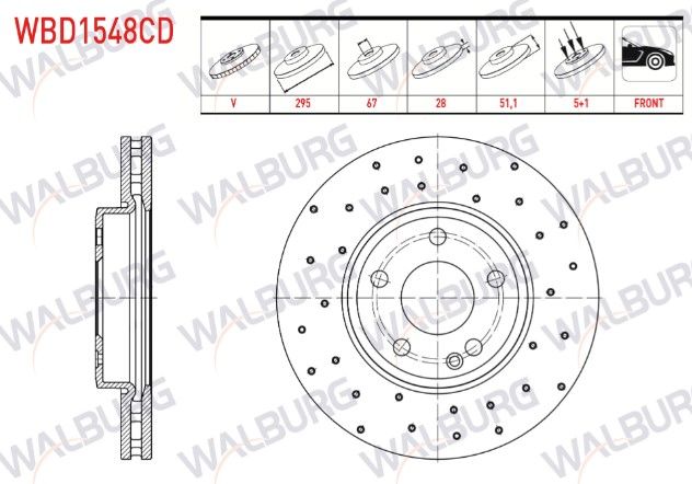 MERCEDES A SERISI (W176) A 220 CDI 5 BIJON 295X28X67X51,1 2012- FREN DISKI ON HAVALI KAPLAMALI PERFORMANS DELIKLI