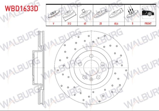 VOLKSWAGEN POLO VI 2017- FREN DISKI ON HAVALI 5 BJN 312X25X65X48,6